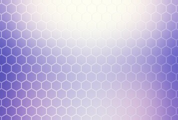 Hexagonal mosaic pattern cover lighting lilac color blur background. Half transparent effect.