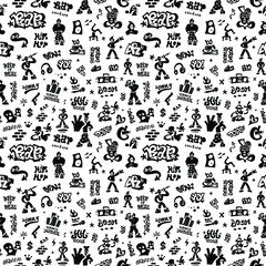 rap music ,graffiti style seamless vector background