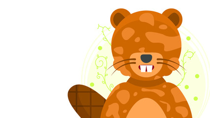 Flat Animal Beaver With Spots Vitiligo Depigmentation Disease Vector Design Style Concept People Are Equal