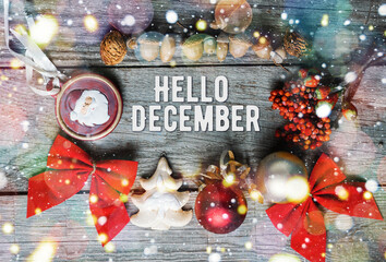 hello december holidays design CARD	
 - obrazy, fototapety, plakaty