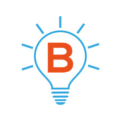 Idea Logo. B letter logo with electric bulb vector