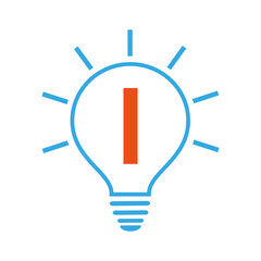 Idea Logo. I letter logo with electric bulb vector