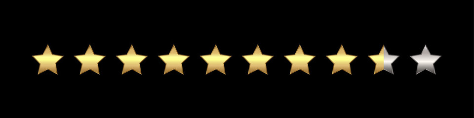 Rating ten stars. Vector gold stars to indicate the rating of products or films.