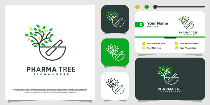 Pharma Tree Logo With Creative Concept Premium Vector