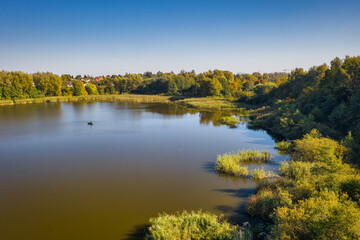 Fototapeta na wymiar Beautiful lake in Gdansk during autumn, Poland