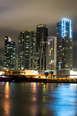 Fototapeta na wymiar Miami. Skyline of miami biscayne bay reflections, high resolution.