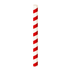 Drinking Straw. Flat Style. Paper tube for drinks and cocktails as alternative for plastic ones. Striped drinking pipe for logo, sticker, print, recipe, menu, package design and decoration