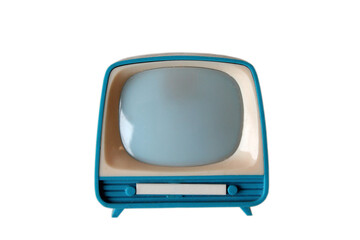 Plastic toy TV television isolated on a white background, close-up