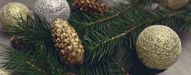 Beautiful christmas banner concept with pine branches