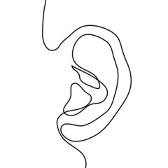 Continuous line drawing of ear.