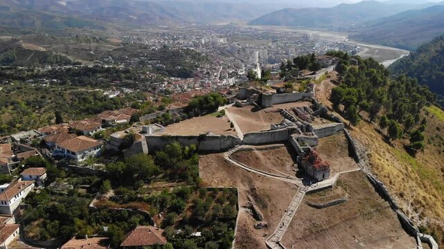 Berat Albania, aerial cityscape views
