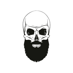 Skull hipster style, creative fashion design. Hand drawn vector illustration