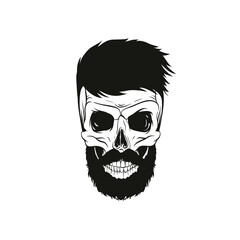 Skull hipster style, creative fashion design. Hand drawn vector illustration