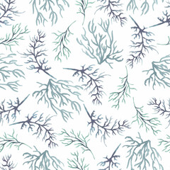 Watercolor hand drawn blue branch endless Paper, abstract seamless pattern.