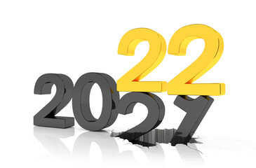3d Illustration - 2021 - 2022 - Silvester, Neujahr, Countdown, Jahreszahlen