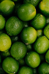 Top view of fresh green limes