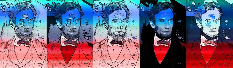 Abraham Lincoln sign illustration pop-art background icon with color spots