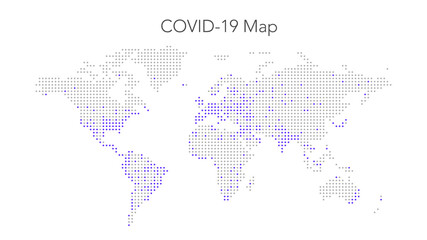 Fototapeta na wymiar Dotted Infographic infected Map of Coronavirus COVID-19