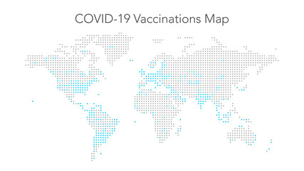 Fototapeta na wymiar Dotted Infographic Vaccinations Map of Coronavirus COVID-19