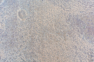Wet river sand, natural material covering the bottom on the river bank, textured background.