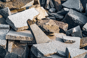 Large quarry, stepped terraced relief. Mining industry. Mine and quarry panorama. Cropped view