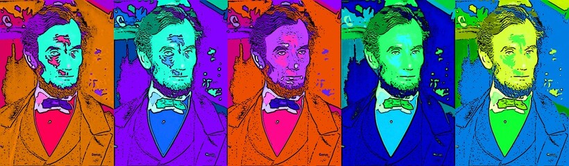 Abraham Lincoln sign illustration pop-art background icon with color spots