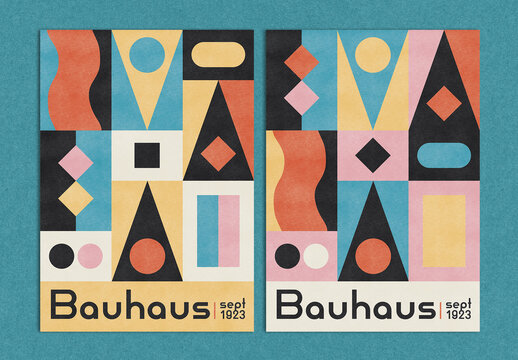 Trendy Minimal Bauhaus Artwork Posters Design Layout