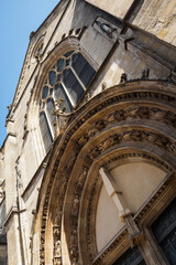 Low angle on the facade of the Saint-Pierre church in Bordeaux, France