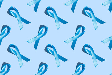Concept for world diabetes day 14 november. Symbolic color bow to raise awareness on the day of diabetes on a light background. Seamless pattern. Banner