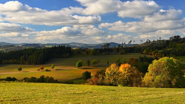 Beautiful autumn landscape. Natural colorful background. Colorful autumn atmosphere in nature Czech Republic - Europe.