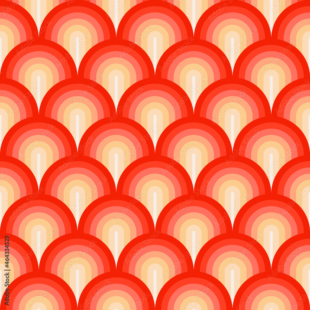 Aufkleber abstract red arches. vector with rounded striped shapes, one row overlapping the next. rainbows are 