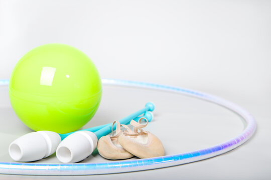 Sports items for rhythmic gymnastics.