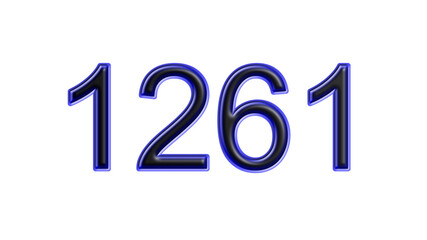 blue 1261 number 3d effect white background