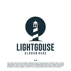 lighthouse ,beach, logo design template