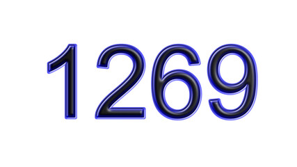 blue 1269 number 3d effect white background