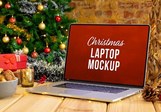 Christmas Laptop Mockup