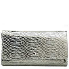 Silver leather womens purse isolated on white background.