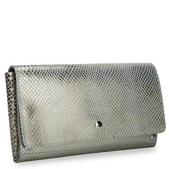 Silver leather womens purse isolated on white background.