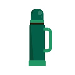 Metal tourist thermos for camping. Flat vector ilustration