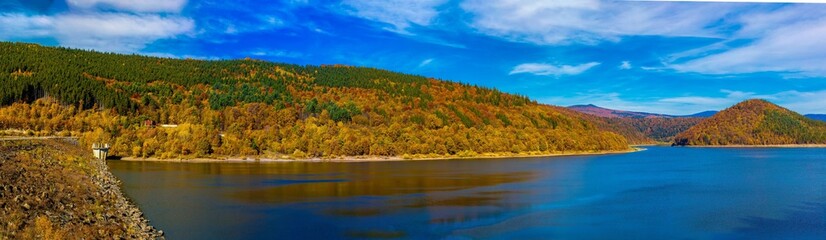 Fototapeta na wymiar panoramic landscape with Zetea lake - Romania