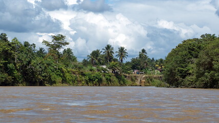 Village on the bank of the Santiago River, near Playa del Oro, Ecuador