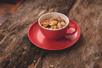 cup of coffee with cereal