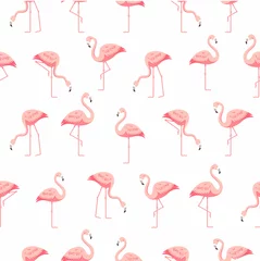 Foto auf Acrylglas Flamingo Nahtloses Flamingomuster auf weißem Hintergrund