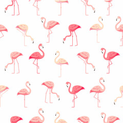 Nahtloses Flamingomuster auf weißem Hintergrund