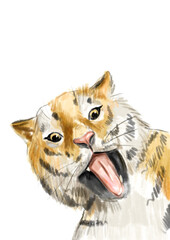 Funny cute tiger. Digital illustration. New year illustration