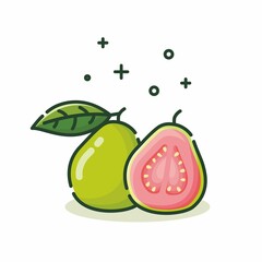Illustration vector graphic of guava. Guava minimalist style isolated on a white background. The illustration is Suitable for Web Landing Page, Banner, flyers, stickers, Card, etc.