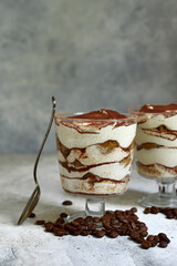 Tiramisu - traditional italian dessert with mascarpone and bisquit.