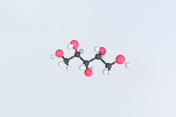 Adonitol molecule, isolated molecular model. 3D rendering