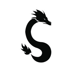 black silhouette of a dragon
