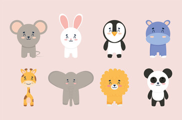 cute animals icon collection